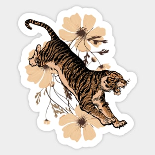 Floral Tiger Illustration Sticker